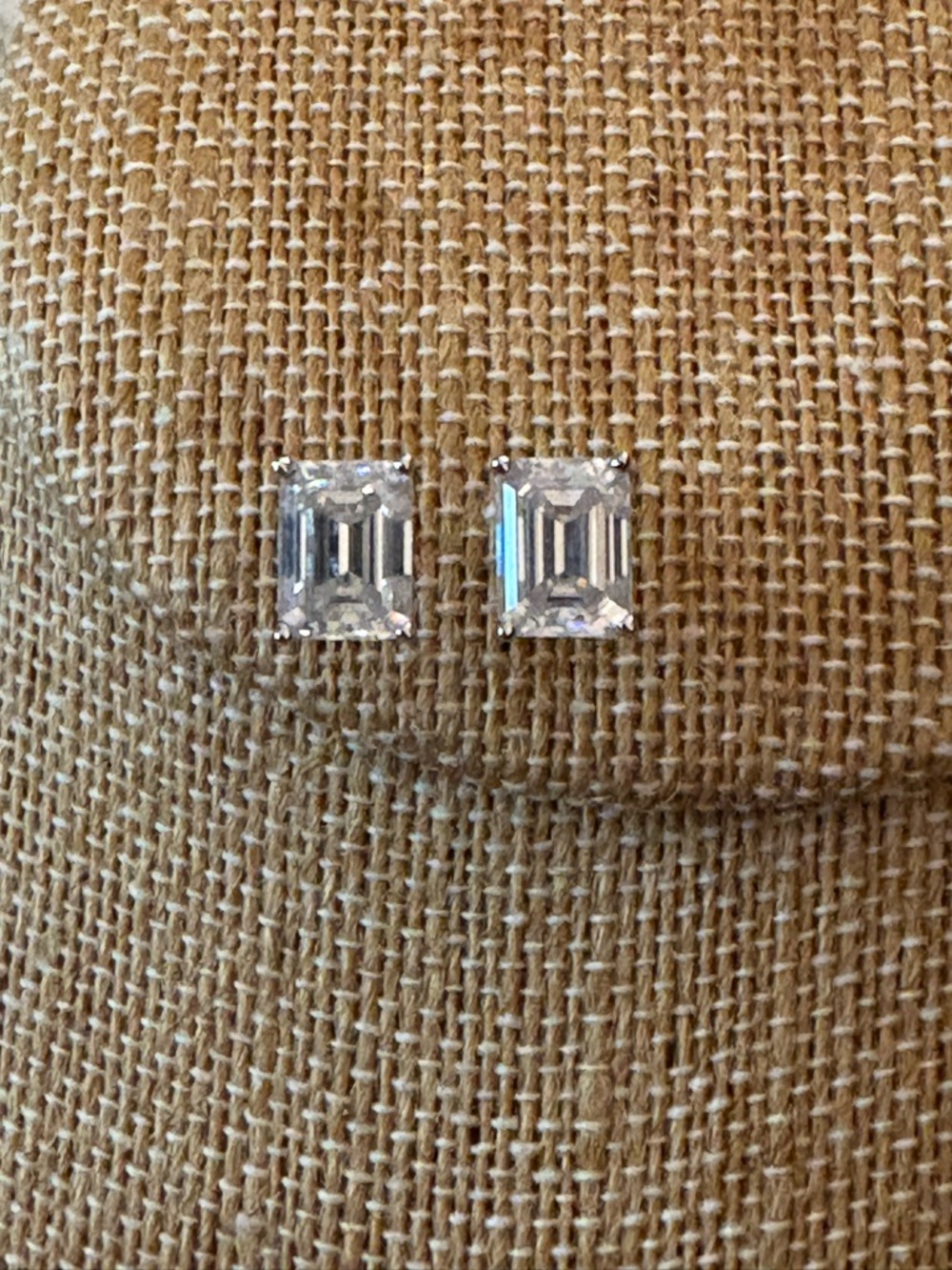 Solid Sterling Silver 4 Carat Emerald Cut VVSD Moissanite Earrings